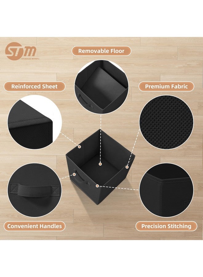 STORAGE MANIAC Storage Cubes, 11 Inch Durable 6 Pack Fabric Foldable Collapsible Bins with Handles for Organization, Closet, Shelves, Offices, Toys, Black - Image 3