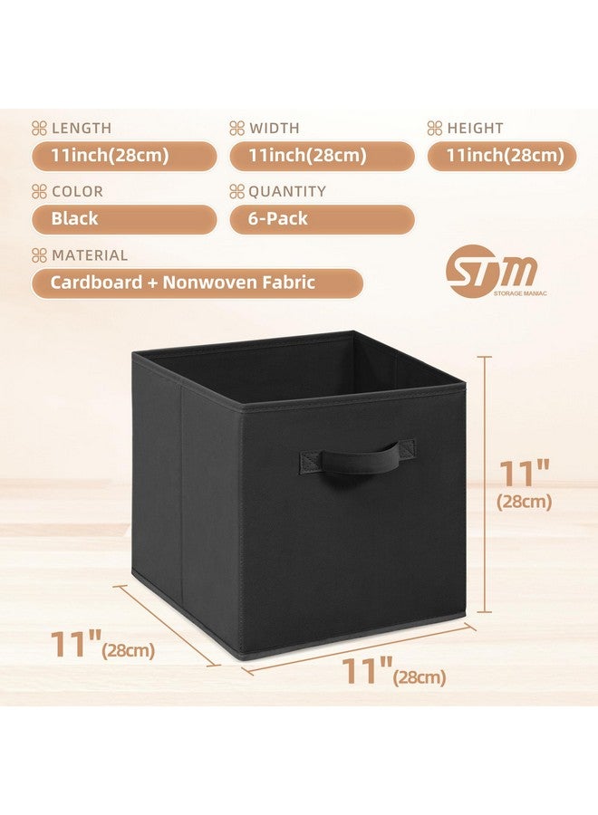 STORAGE MANIAC Storage Cubes, 11 Inch Durable 6 Pack Fabric Foldable Collapsible Bins with Handles for Organization, Closet, Shelves, Offices, Toys, Black - Image 5