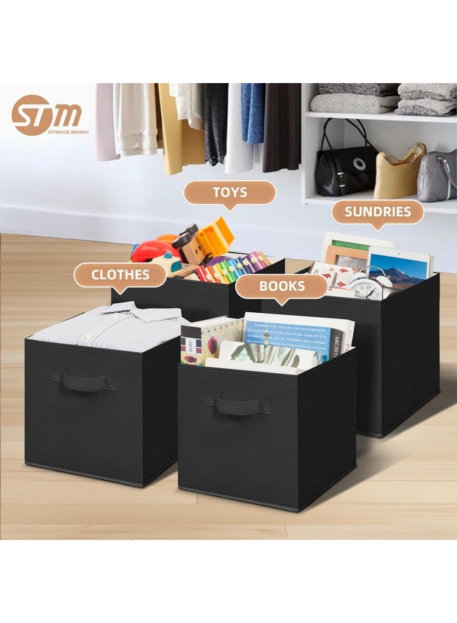 STORAGE MANIAC Storage Cubes, 11 Inch Durable 6 Pack Fabric Foldable Collapsible Bins with Handles for Organization, Closet, Shelves, Offices, Toys, Black - Image 2