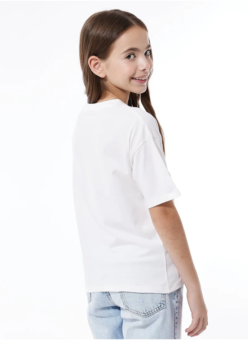 victor and jane Girls Oversized Casual T-shirt - Off-white