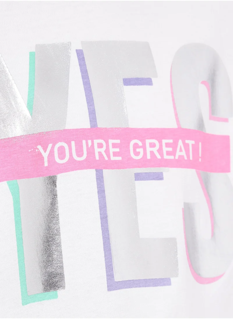 victor and jane Girls Oversized Casual T-shirt - Off-white