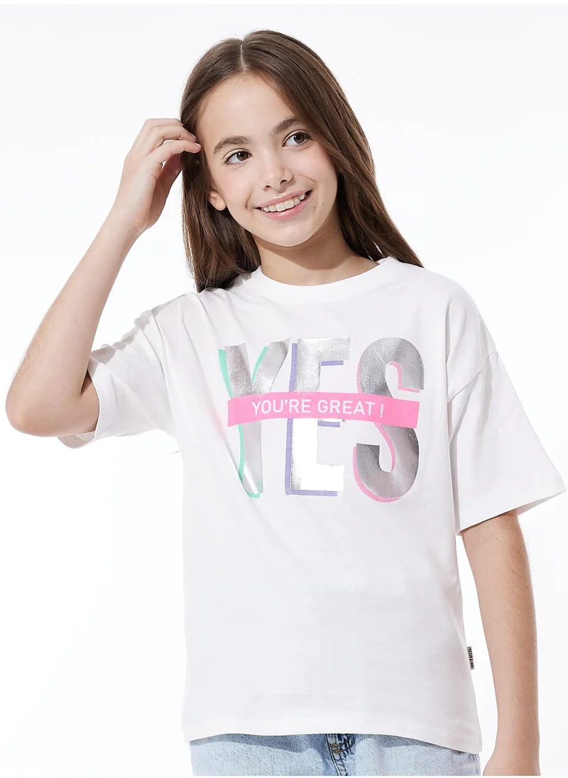 victor and jane Girls Oversized Casual T-shirt - Off-white
