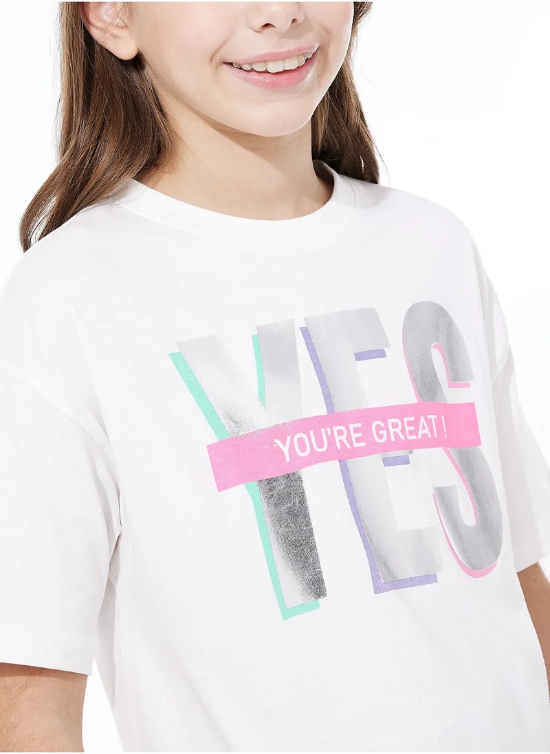 victor and jane Girls Oversized Casual T-shirt - Off-white