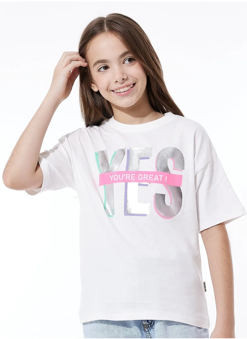 victor and jane Girls Oversized Casual T-shirt - Off-white