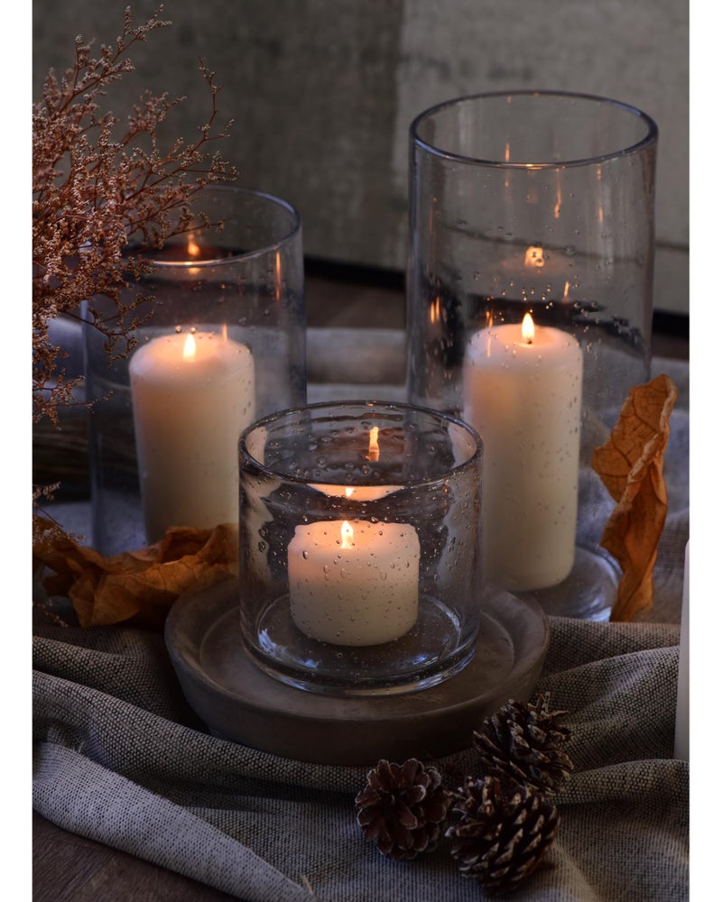 ARIAMOTION Hurricane Candle Holders for Pillar Hand Blown Glass Cylinder Vases Table Centerpiece Bulk Room Decor Clear Seeded Bubbles Living Dining Kitchen Island 10" 7" 4" Set of 3 - Image 5