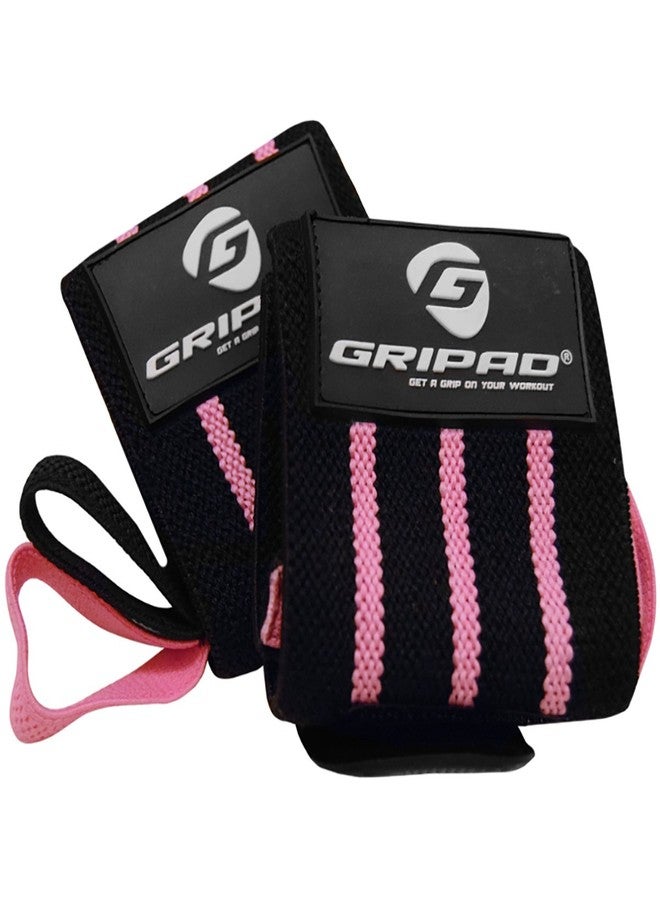 غريباد أربطة معصم داعمة لرفع الأثقال من Gripad، مقاس 12 بوصة × 3 بوصات، أربطة معصم قوية، حلقتان للإبهام - مثالية لرفع الأثقال، ورفع الأثقال الأولمبي، وكمال الأجسام، وتمارين القوة والتدريب المتقاطع. (أسود/وردي) - Image 1