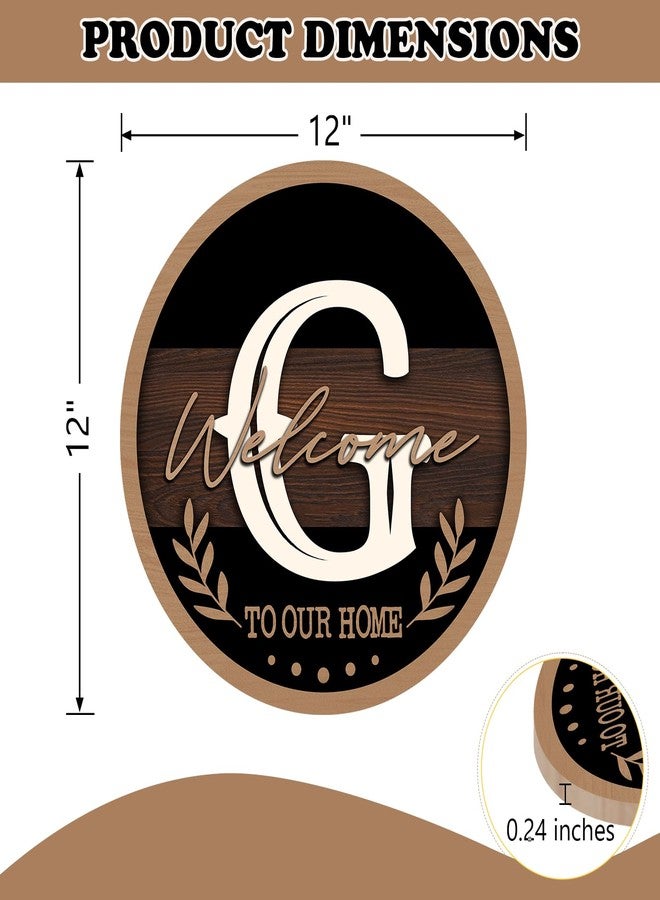Bolisom Monogram Letter G Front Door Sign, Welcome to Our Home Family Last Name Initial Wooden Hanger Decor Housewarming Wedding Gifts, Farmhouse Rustic Wreath Indoor Wall Hanging Decoration with Bow - Image 2