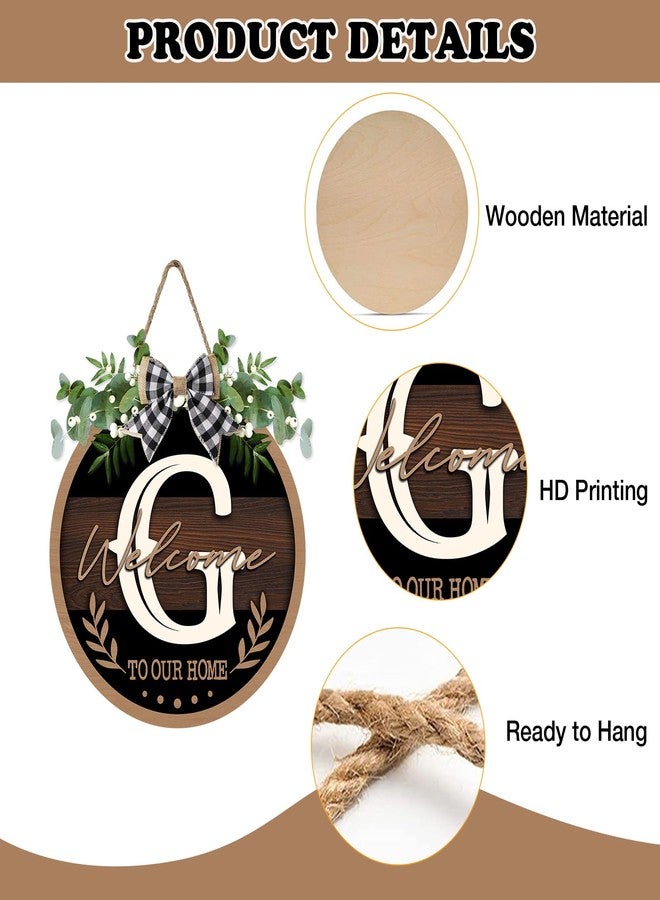 Bolisom Monogram Letter G Front Door Sign, Welcome to Our Home Family Last Name Initial Wooden Hanger Decor Housewarming Wedding Gifts, Farmhouse Rustic Wreath Indoor Wall Hanging Decoration with Bow - Image 3