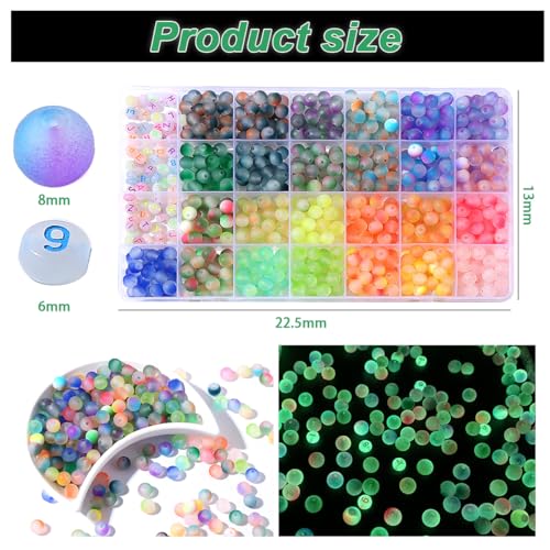 RACIOCK 700 Glow-in-The-Dark Glass Bead Jewelry Kit - Jewelry Making/DIY Crafts, Necklaces, Bracelets, Party Decoration Crystal Glass Beads, Gifts for Woman and Night Sports Enthusiasts - Image 2