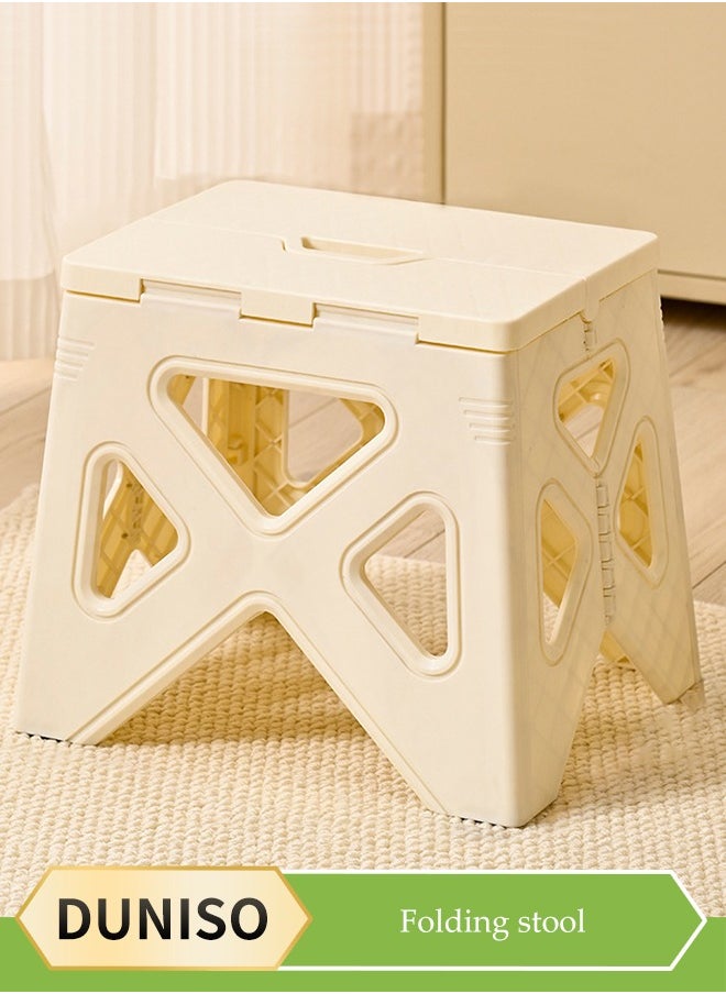 DUNISO - 2 Pcs Folding step stool, portable thick footstool, non slip outdoor stool, can be carried by hand,sturdy and durable, suitable for kitchen, bathroom, garden, outdoor, living room,22.5*20.5*20.5cm - Image 1