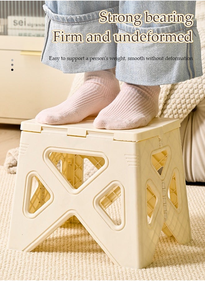 DUNISO - 2 Pcs Folding step stool, portable thick footstool, non slip outdoor stool, can be carried by hand,sturdy and durable, suitable for kitchen, bathroom, garden, outdoor, living room,22.5*20.5*20.5cm - Image 1
