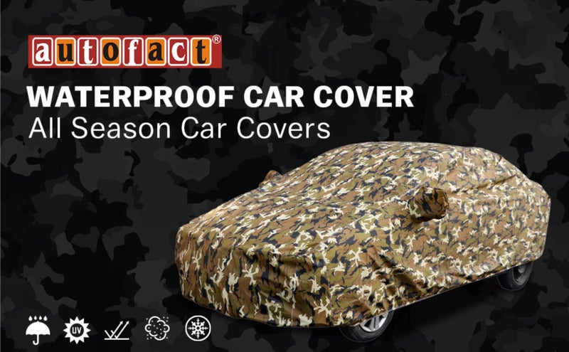 Autofact Waterproof Car Body Cover Compatible with Maruti Wagon r/Wagonr (1999 to 2018) with Mirror Pockets (Camouflage Design) - Image 2