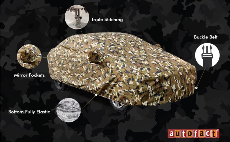 Autofact Waterproof Car Body Cover Compatible with Maruti Wagon r/Wagonr (1999 to 2018) with Mirror Pockets (Camouflage Design) - Image 3