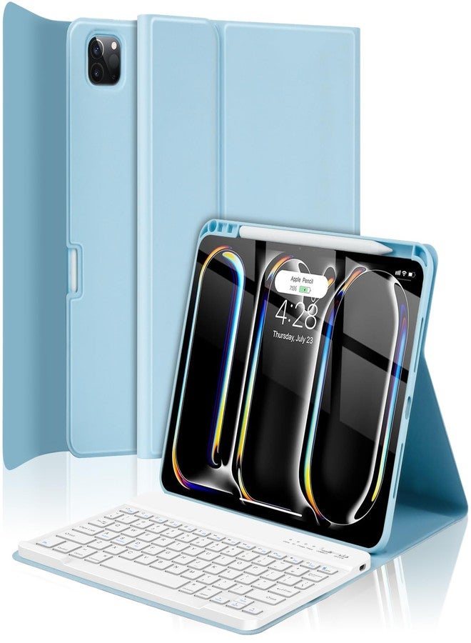 TQQ for iPad Pro 11-inch (M4) 2024 Case with Keyboard, Keyboard Case for iPad Pro 11-inch (M4), Detachable - Pencil Holder - Flip Stand Cover - Case for iPad Pro 11-inch (M4) (Blue) - Image 1