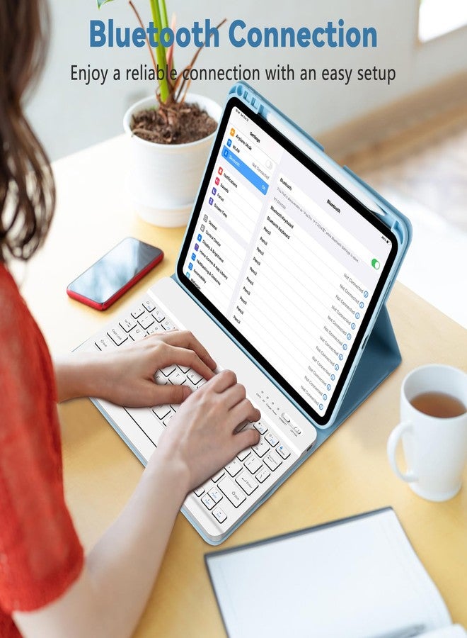 TQQ for iPad Pro 11-inch (M4) 2024 Case with Keyboard, Keyboard Case for iPad Pro 11-inch (M4), Detachable - Pencil Holder - Flip Stand Cover - Case for iPad Pro 11-inch (M4) (Blue) - Image 5