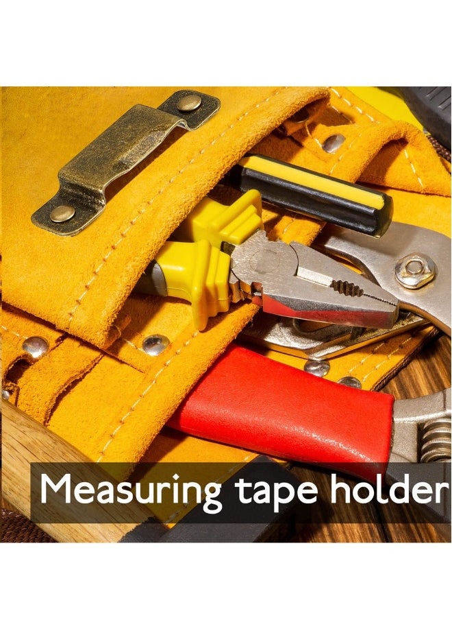 Generic - Metal Tape Measure Holder Clip, Small Measure Holder Clip Measuring Holster With Rivets for Drill Leather Pocket Tool Metal Belt Clip Tape Measure Tool Belt Holder Clip, Bronze - Image 1