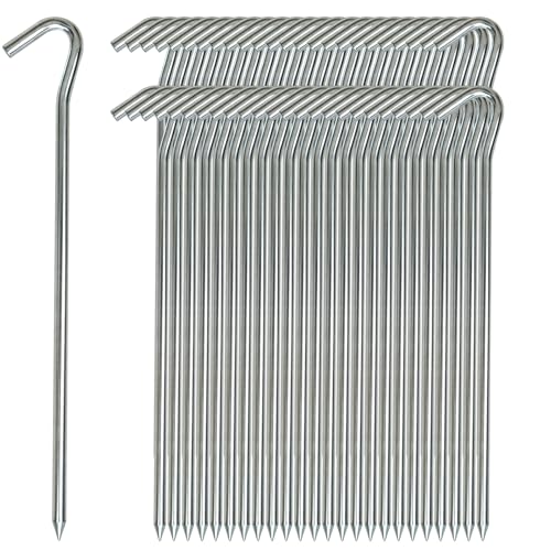 AAGUT Tent Stakes Heavy Duty Metal 9 Inch, 50 Pack Rust-Resistant Galvanized Steel Camping Stake Garden Edging Fence Hooks Yard Tent Pegs for Inflatable, Tarp, Outdoor Christmas Decorations - Image 1