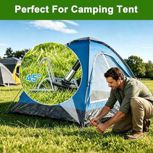 AAGUT Tent Stakes Heavy Duty Metal 9 Inch, 50 Pack Rust-Resistant Galvanized Steel Camping Stake Garden Edging Fence Hooks Yard Tent Pegs for Inflatable, Tarp, Outdoor Christmas Decorations - Image 4