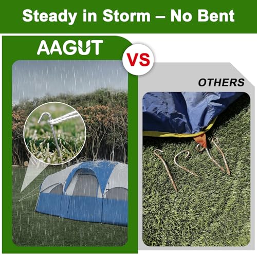 AAGUT Tent Stakes Heavy Duty Metal 9 Inch, 50 Pack Rust-Resistant Galvanized Steel Camping Stake Garden Edging Fence Hooks Yard Tent Pegs for Inflatable, Tarp, Outdoor Christmas Decorations - Image 5