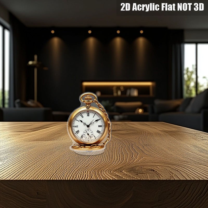 1pc 2D Acrylic Desktop Decoration With Rotating Pocket Watch Theme Design Exquisite Suitable For Home Office Desktop Decoration Or Gift For Clock Enthusiasts Style A - Image 3