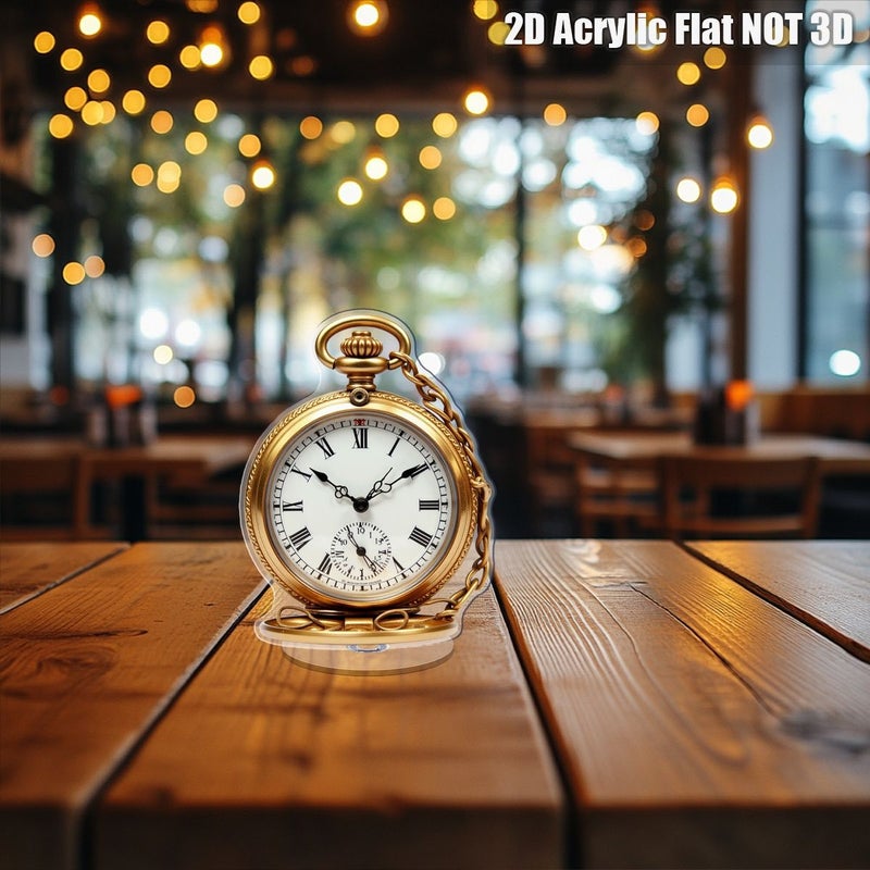 1pc 2D Acrylic Desktop Decoration With Rotating Pocket Watch Theme Design Exquisite Suitable For Home Office Desktop Decoration Or Gift For Clock Enthusiasts Style A - Image 4