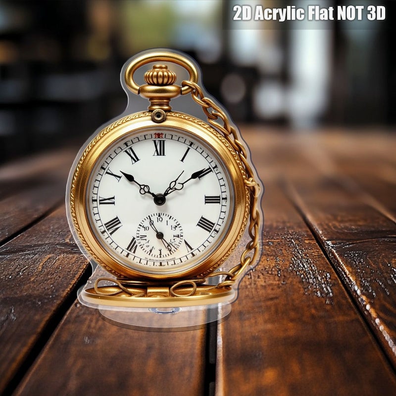 1pc 2D Acrylic Desktop Decoration With Rotating Pocket Watch Theme Design Exquisite Suitable For Home Office Desktop Decoration Or Gift For Clock Enthusiasts Style A - Image 1