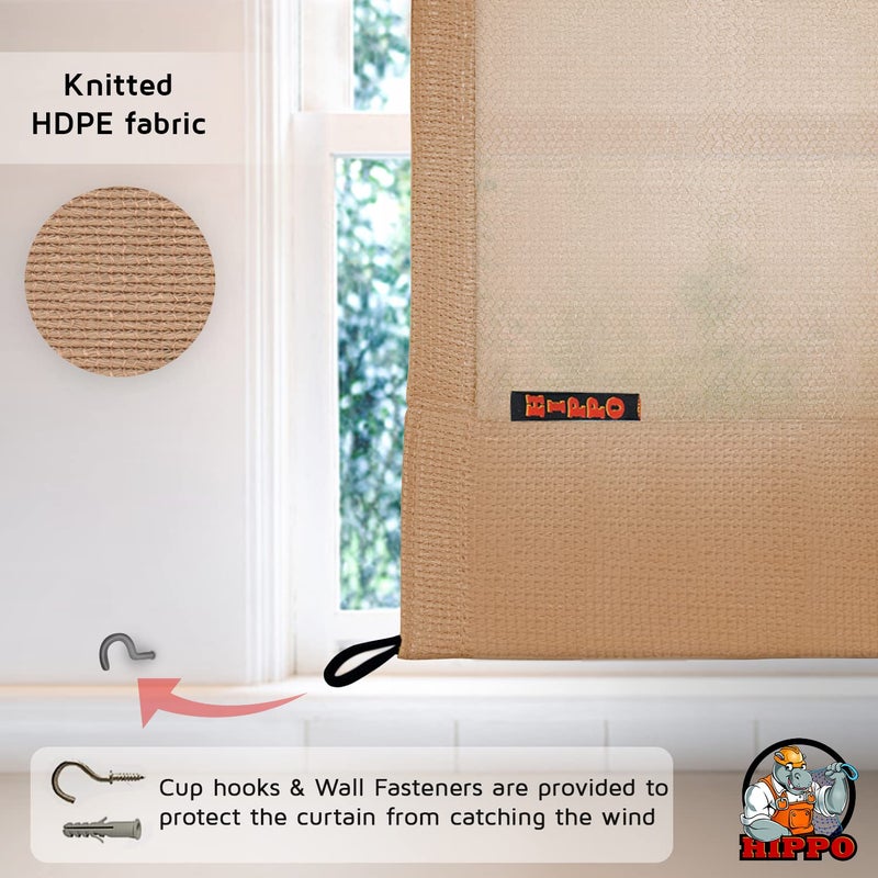 HIPPO 180 GSM Outdoor Sun Blocking Balcony Eyelet/Grommet Curtains Sun & UV Protection, Light Filtering 3FTX7.5FTDoor Curtain (Sand) - Image 5