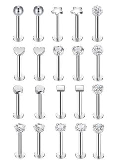 20 Pcs 16G Stainless Steel Labret Studs Lip Rings for Men Women 3mm CZ Nose Studs Cartilage Earrings Tragus Helix Piercing Jewelry 8mm Bar Length - pzsku/Z3EF1A494E59C2F636991Z/45/_/1733393046/42ae70ab-113e-4f9f-9793-ed4bcf9b4e3f