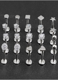 20 Pcs 16G Stainless Steel Labret Studs Lip Rings for Men Women 3mm CZ Nose Studs Cartilage Earrings Tragus Helix Piercing Jewelry 8mm Bar Length - pzsku/Z3EF1A494E59C2F636991Z/45/_/1733393056/af7004c0-85ba-438c-a33f-4b9444f21083