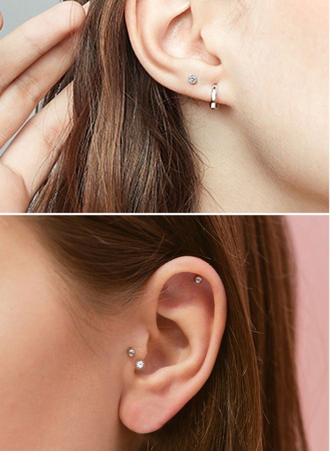 HAWAWA 20 Pcs 16G Stainless Steel Labret Studs Lip Rings for Men Women 3mm CZ Nose Studs Cartilage Earrings Tragus Helix Piercing Jewelry 8mm Bar Length  - Image 4