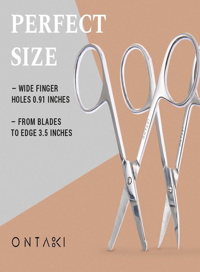 Ontaki Curved and Rounded Men's Facial Hair Scissors - Mustache, Nose Hair, Beard Trimming - Safe for Eyebrows, Eyelashes, and Ears - Stainless Steel (Silver) - Eyebrow Scissors - Image 5