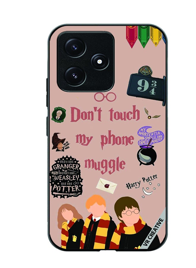 VR CREATIVE Protective Case Cover For Xiaomi Poco M6 Pro 5G Don't Touch My Phone Muggle Design Multicolour - Image 1