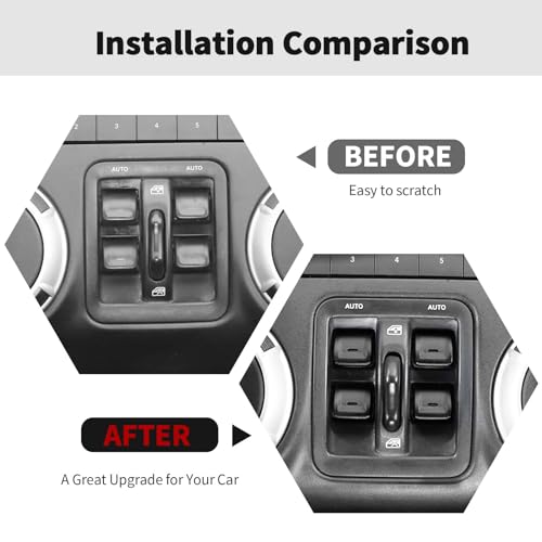 RT-TCZ RTTCZ Window Button Switch Trim Cover Aluminum Alloy Decoration Interior Accessories Compatible with Jeep Wrangler JK JKU 20122017Black - Image 3