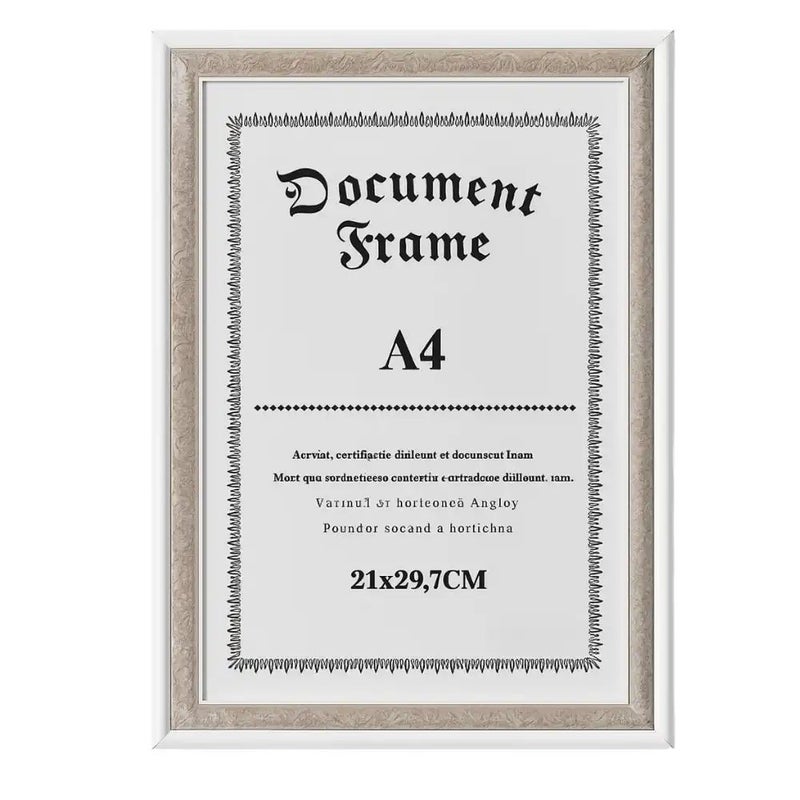 Wooden Document Frame With Real Glass A4 Size 24X33cm-White