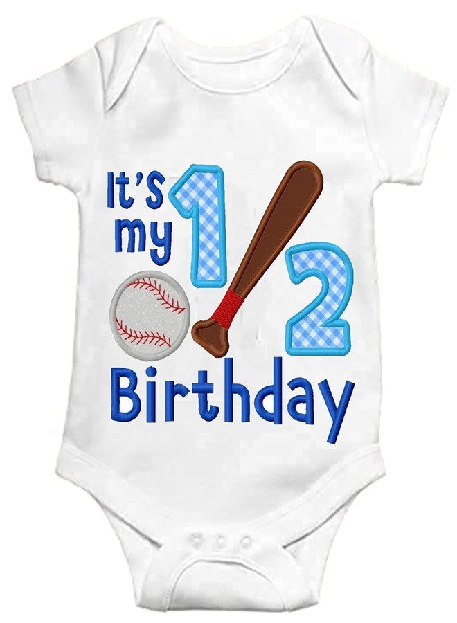 American Apple My 1/2 Birthday Romper Onesie| My First Half Birthday Printed Round Neck Kids Romper Onesie for Boys, Girls, Kids, and Babies Gift T-Shirts, for 6 Months. (White) - Image 1
