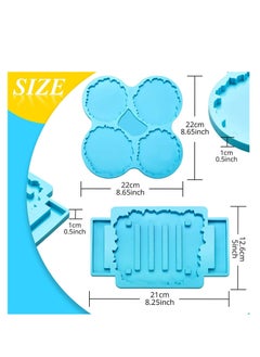 Y&D 2 Pieces Coaster Resin Molds Set Stand Silicone Mold Cup Mat Epoxy Casting Holder for DIY Crafts Home Decorations Making Tools Blue  - Image 3