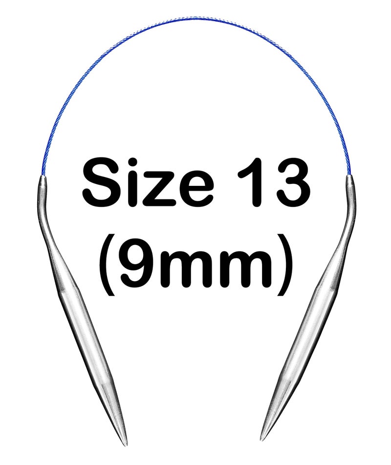 cuteDIY Size 13 Circular Knitting Needles 16 Inch Set Round Metal Kit (Etched US&mm, Color-Coded Cable, Smooth Join) - Image 3