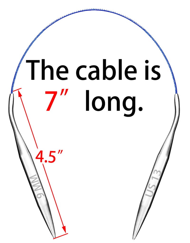 cuteDIY Size 13 Circular Knitting Needles 16 Inch Set Round Metal Kit (Etched US&mm, Color-Coded Cable, Smooth Join) - Image 4