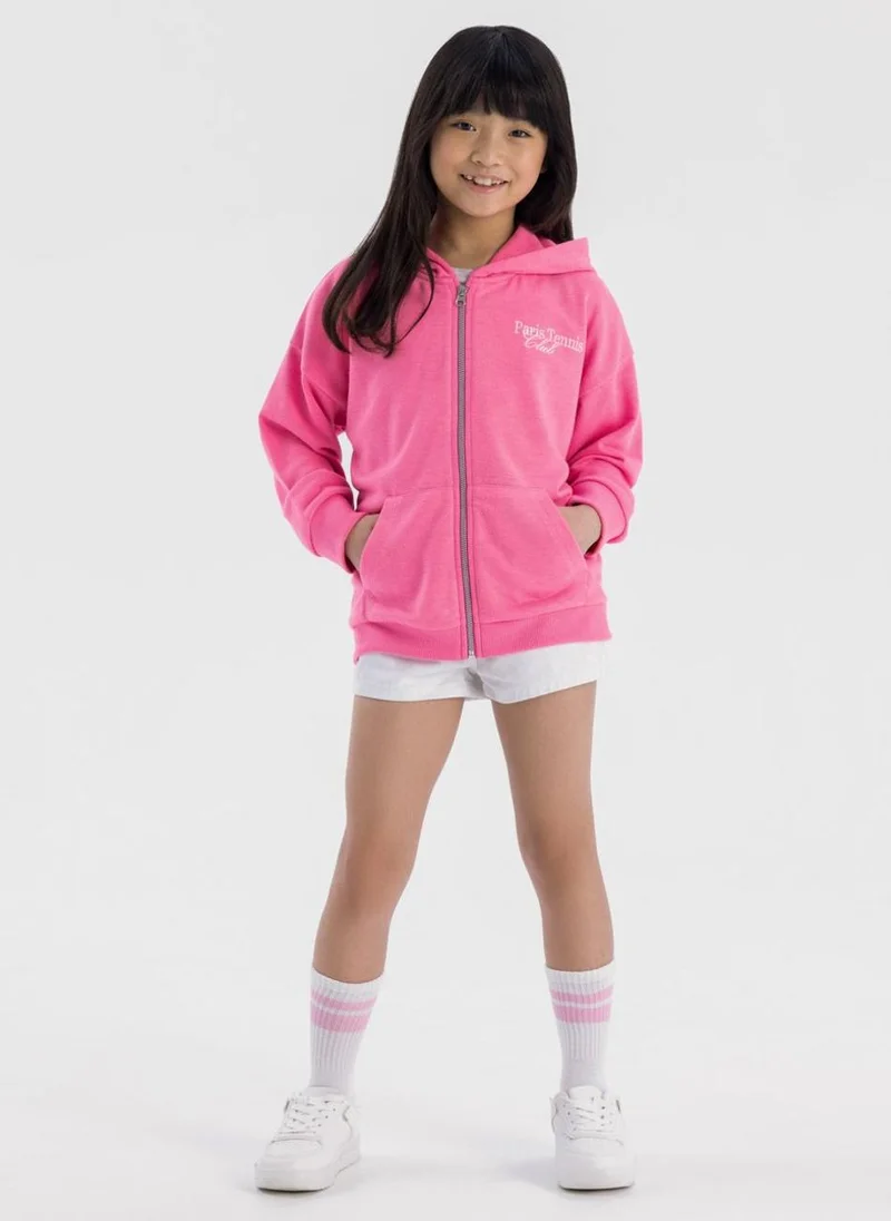 مينوتي Kids Girls Oversized Zip Through Hoodie