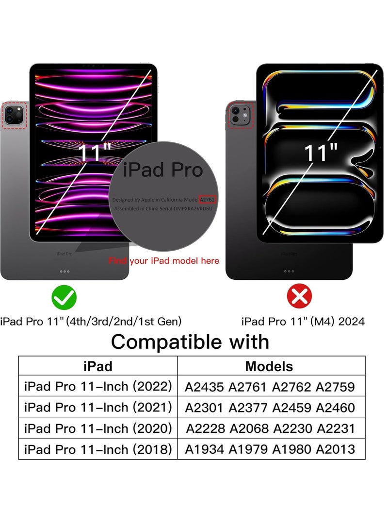 MIGOFAST iPad Pro 11 Inch (2022/2021/2020/2018) with Pencil Holder, Clear Transparent Back Shell Slim Stand Shockproof Tablet Cover, Auto Wake/Sleep Rose Gold Pink - Image 2