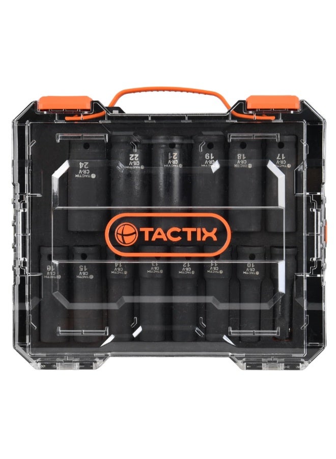 Tactix 14-Piece Durable and Sturdy Impact Socket Set Black 3.81 cm 368153