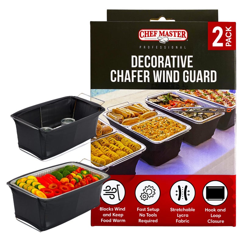 2Pack Chafer Wind Guard Cover for Chafing Dish Flame Retardant Fabric Screen for Food Warmers Chafing Dish Wind Guard Breeze Protection Heat Retention for Catering Parties Buffets 90081