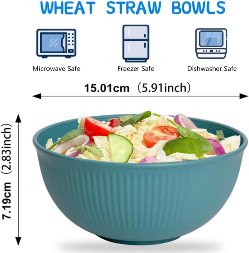 LRUUIDDE Unbreakable Cereal Bowls 24 oz Reusable Wheat Straw Fiber Lightweight Bowls Set  Dishwasher  Microwave Safe  Perfect for SnacksCereal Ice CreamSoup Rice Bowls 4 Pack - Image 4