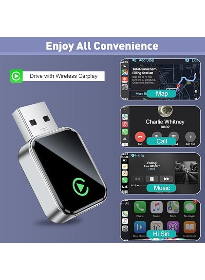 محول CarPlay لاسلكي 2025 – تحويل CarPlay السلكي إلى لاسلكي، يو إس بي صغير، وصّل وشغّل، اتصال سريع ومستقر لهواتف iPhone - Image 3