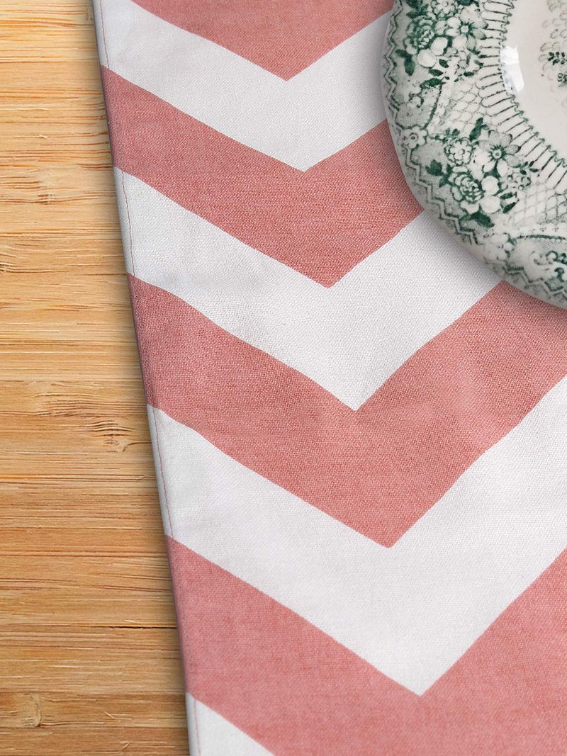 Dekor World 1 Piece Cotton Chevron Printed Table Runner (Pink, 4 Seater Table Runner- 33x120cm or 13x48 Inch)-for Dining & Center Table - Image 5