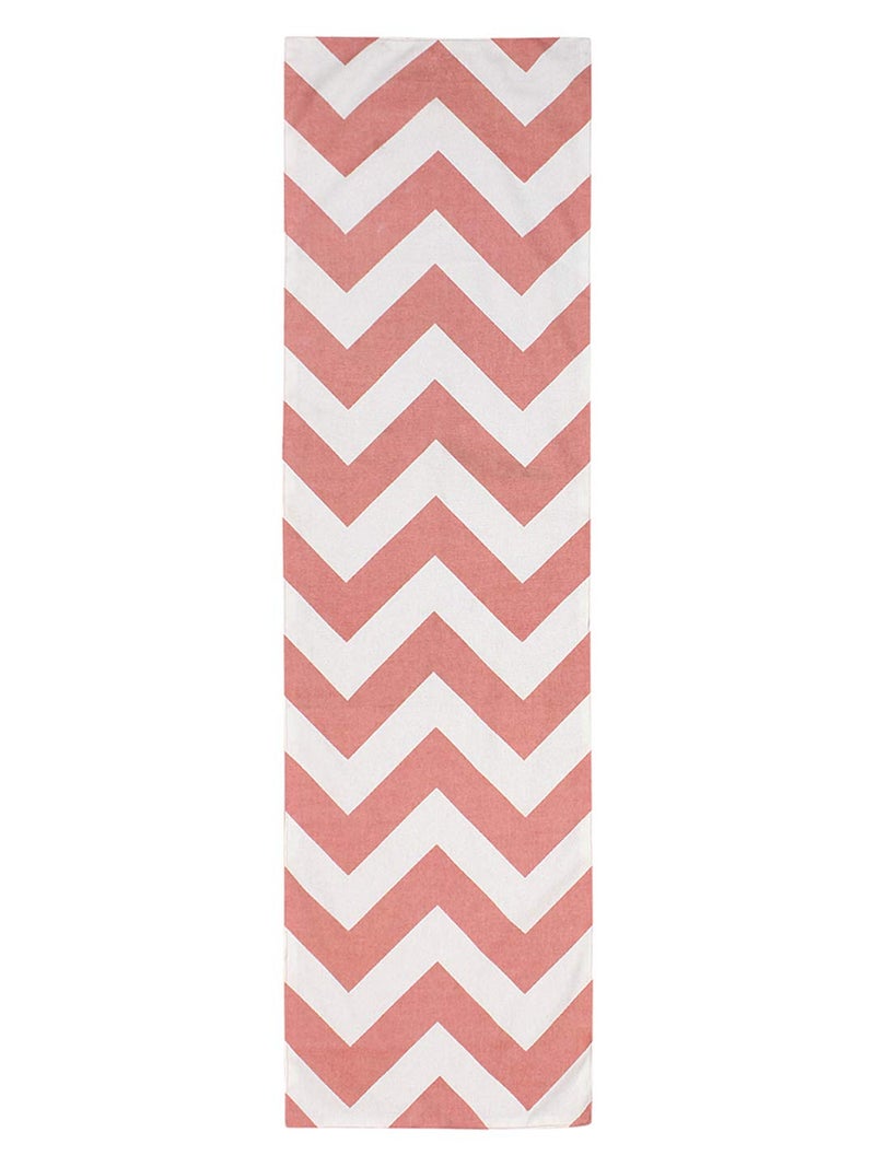 Dekor World 1 Piece Cotton Chevron Printed Table Runner (Pink, 4 Seater Table Runner- 33x120cm or 13x48 Inch)-for Dining & Center Table - Image 3
