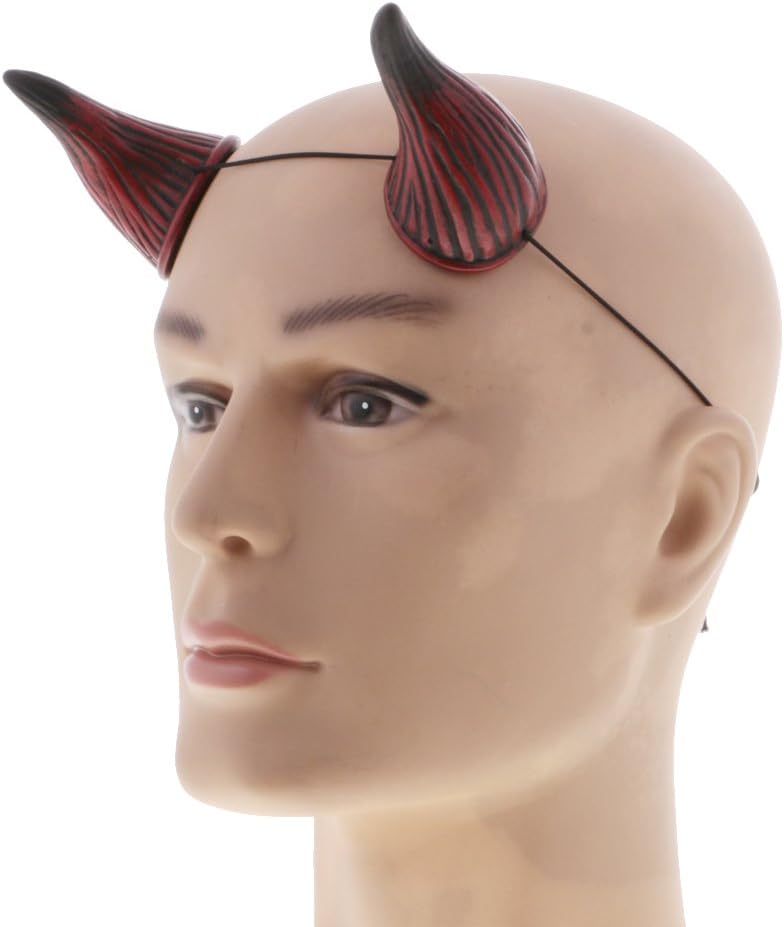 klarako Horror Ox Horn Elastic Headband Halloween Cosplay Devil Fancy Dress Up Party Adult Costume - Image 2