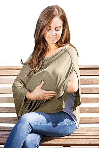 Byrd & Blume Maternity Nursing Cover Breathable Lightweight Breastfeeding Cover Wrap Shawl Scarf Poncho Full 360 (Latte, One size) - Image 2
