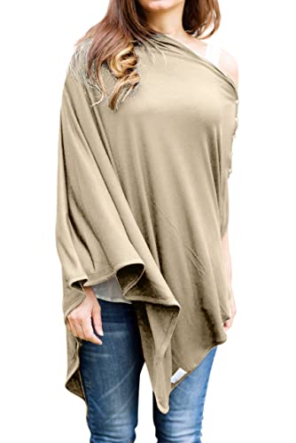 Byrd & Blume Maternity Nursing Cover Breathable Lightweight Breastfeeding Cover Wrap Shawl Scarf Poncho Full 360 (Latte, One size) - Image 1