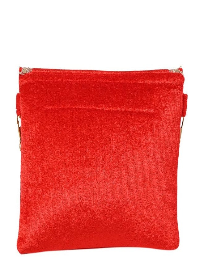 Coco Candy Women's Casual Lightweight Stylish Handbag | Velvet Red Sling Bag for Women - Perfect for Daily Use with Gold Chain - Image 5